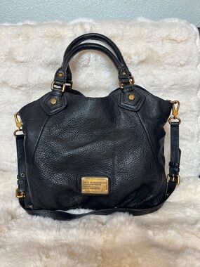 Marc by Marc Jacobs Black Pebbled Leather Hobo with Gold Plaque